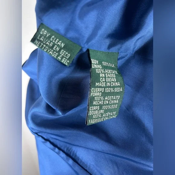 Lauren Ralph Lauren Women’s 100% Silk Single-Breasted Blazer–Size 14–Royal Blue - Picture 13 of 14